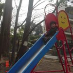 新しくなった滑り台で